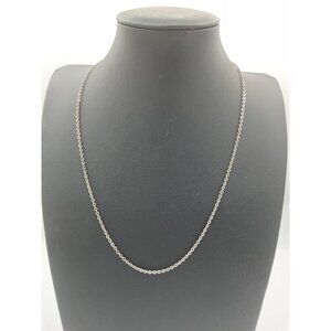 Silver Tone Cable Chain Necklace Lobster Clasp